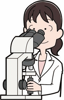 顕微鏡を覗く女性