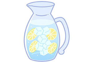 レモンを付けた水さしのイラスト
